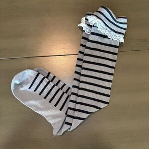 Striped Gray/Black & Green womens boot Socks